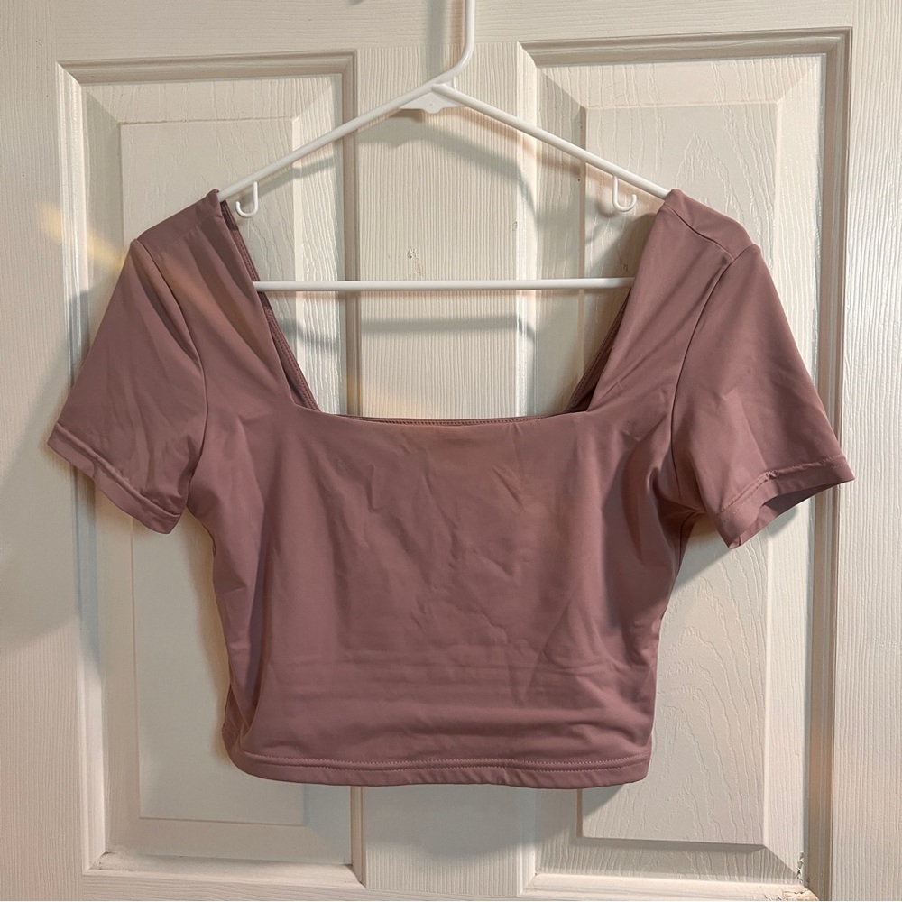 Klassy Network Dusty Rose Square Neck Double Lined Crop Top